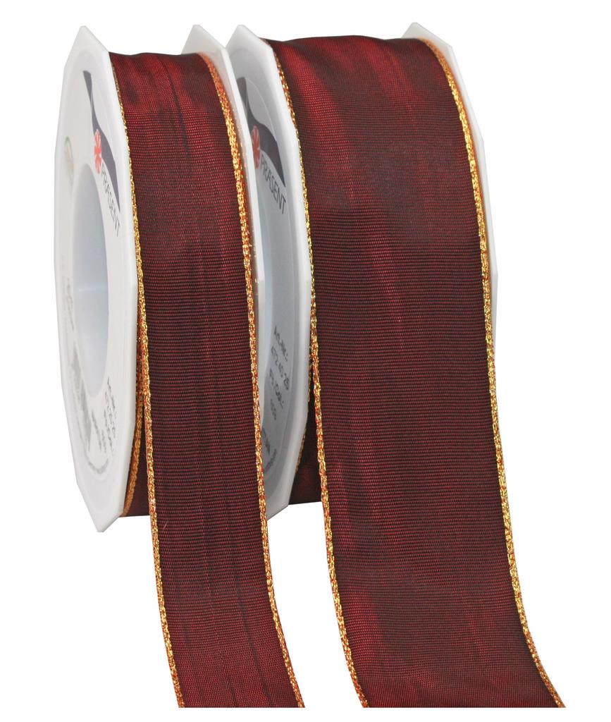 MANHATTAN silk ribbon with golden edges 25-m-roll