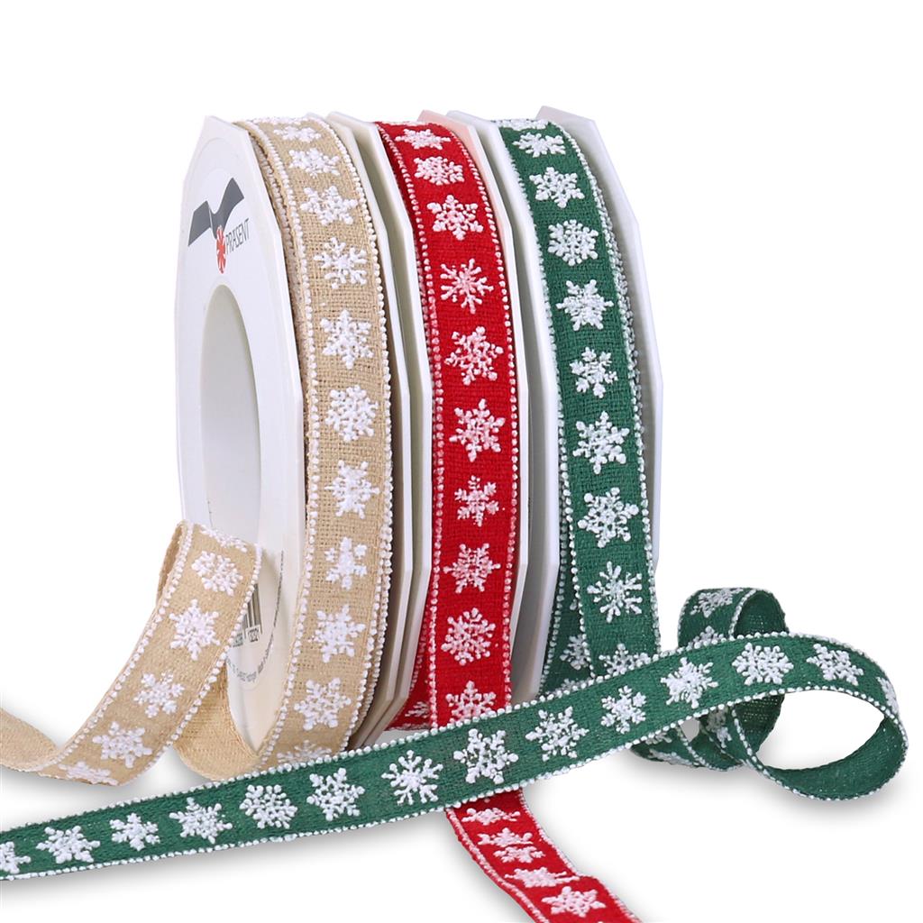 LET IT SNOW linen ribbon 15-m-roll