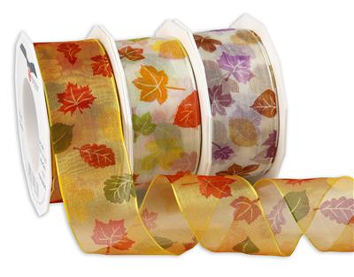 AUTUMN organza 20-m-roll with wired edges